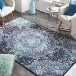 Brand new ❤️ Mohawk Home Joliet Boho Floral Medallion Area Rug Black/pink/green 🎉 -Mohawk Home shop unnamed file 749