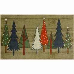 Mohawk Home shop 10 Best deal ⌛ Mohawk Home Wooden Holiday Trees Multi Area Rug Brown/grey/blue 😀