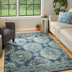 Hot Sale 🥰 Mohawk Home Hartton Ornamental Medallion Area Rug Blue/beige 🥰